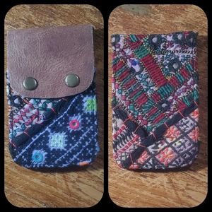 🪬🍄 Free People Boho Embroidered Repurposed vtg banjara hippie Wallet card case
